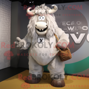 Silver Yak mascot costume...