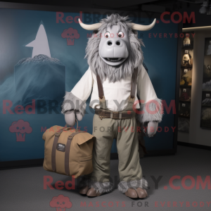 Sølv Yak maskot kostume...