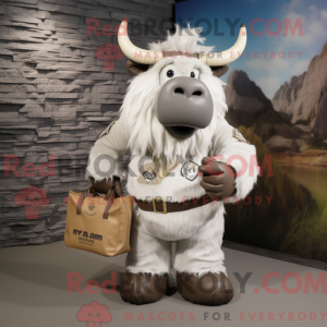 Silver Yak mascot costume...