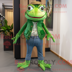 Grön frosk maskotdraktfigur...