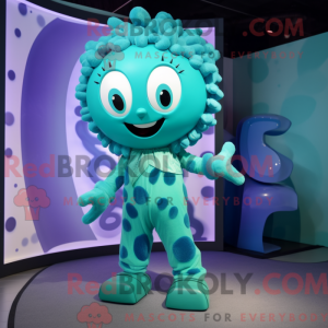 Cyan Medusa mascot costume...