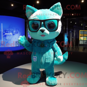 Cyan Cat-maskotdraktfigur...