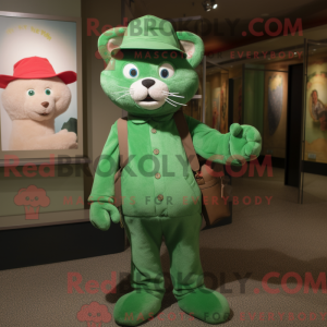 Green Cat mascot costume...