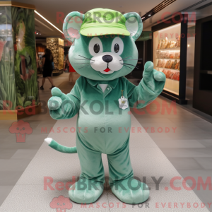 Green Cat mascot costume...