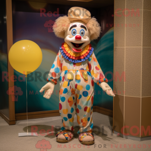 Tan Clown mascot costume...