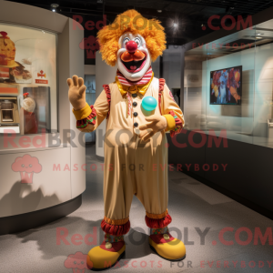 Tan Clown mascot costume...