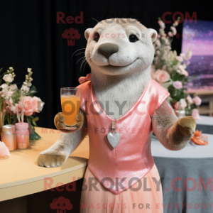 Peach Otter maskot kostume...