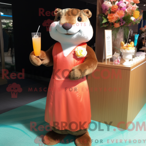 Peach Otter mascottekostuum...