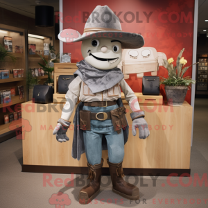 Gray Cowboy mascot costume...
