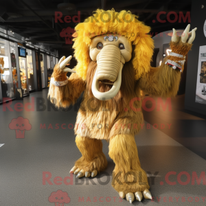 Gold Mammoth maskot kostume...