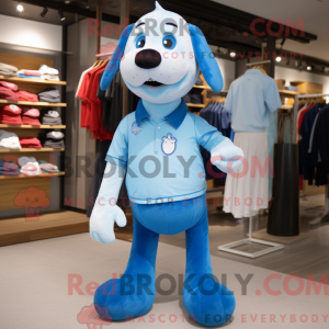 Sky Blue Dog mascot costume...