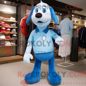 Sky Blue Dog maskot kostume...