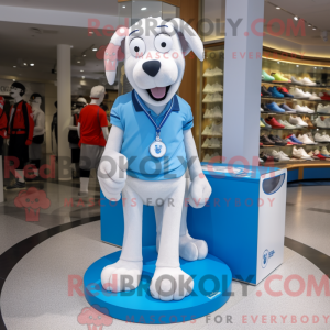 Sky Blue Dog maskot kostume...