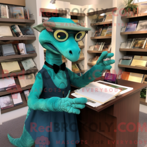 Blågrøn Velociraptor maskot...