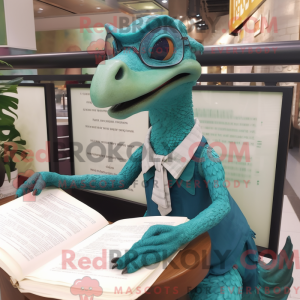Blågrøn Velociraptor maskot...