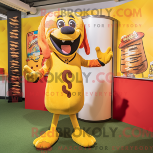 Gold Hot Dog maskot kostume...