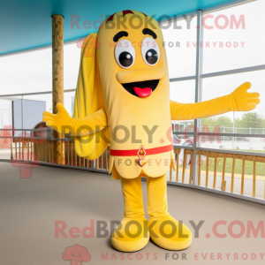 Gold Hot Dog maskot kostume...