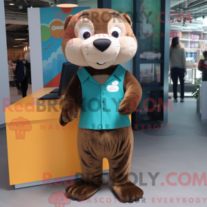 Brown Otter mascot costume...