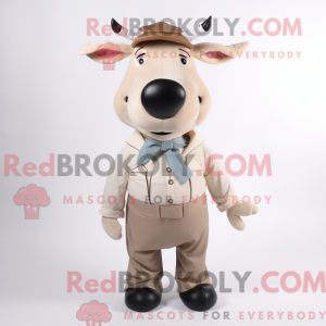 Beige Zebu mascot costume...