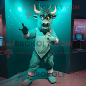 Teal Minotaur mascot...