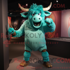 Teal Minotaur mascot...