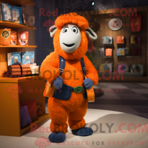 Orange Sheep mascot costume...