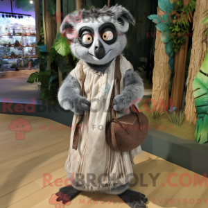 Grå Lemur-maskotdraktfigur...