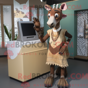 Tan Okapi mascot costume...