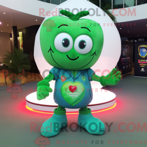 Green Heart mascot costume...