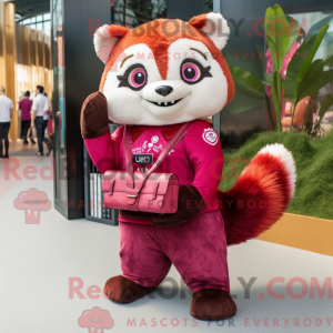 Magenta rød panda maskot...