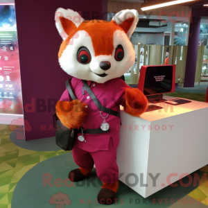 Magenta Red Panda mascot...