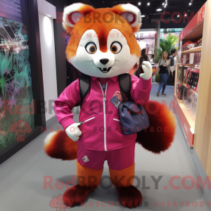 Magenta Red Panda mascot...