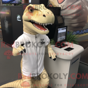 Cream Allosaurus maskot...