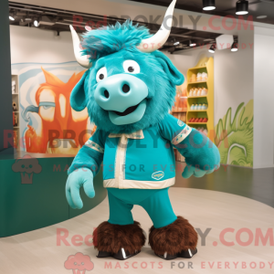Turquoise Bison mascot...