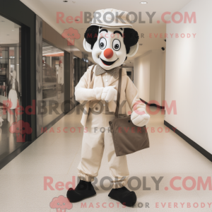 Beige Mime maskot kostume...