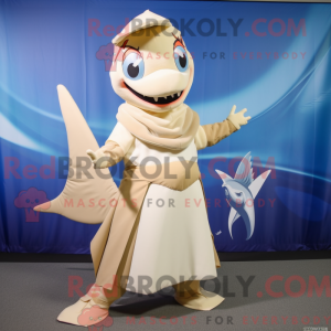 Beige Sverdfisk maskot...