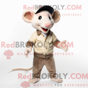 Beige rottemaskotdraktfigur...