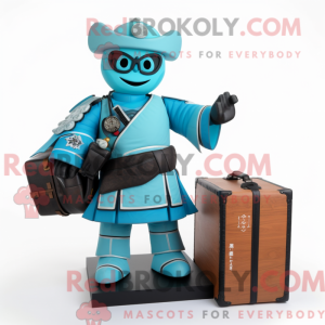 Cyan Samurai mascot costume...