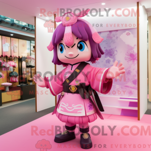 Pink Samurai mascot costume...