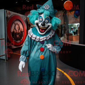 Cyan Evil Clown mascot...