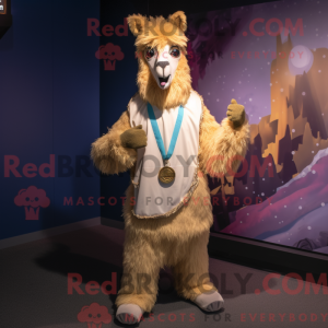 Gold Llama mascot costume...