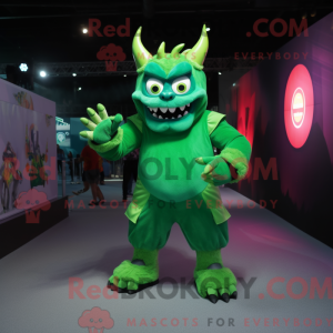 Green Demon mascot costume...