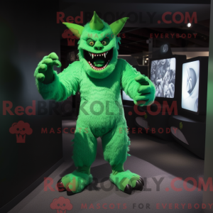 Green Demon mascot costume...