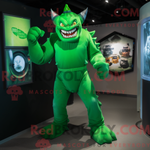 Green Demon mascot costume...