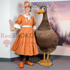 Brown Geese mascot costume...