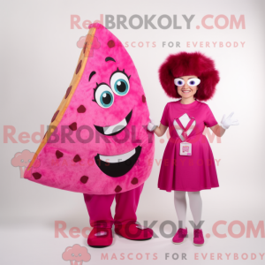 Magenta Pizza Slice maskot...