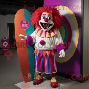 Magenta Evil Clown mascot...