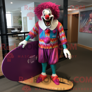 Magenta Evil Clown mascot...