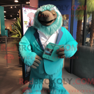 Teal Giant Sloth mascot...