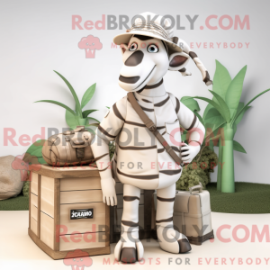 Cream Zebra mascot costume...